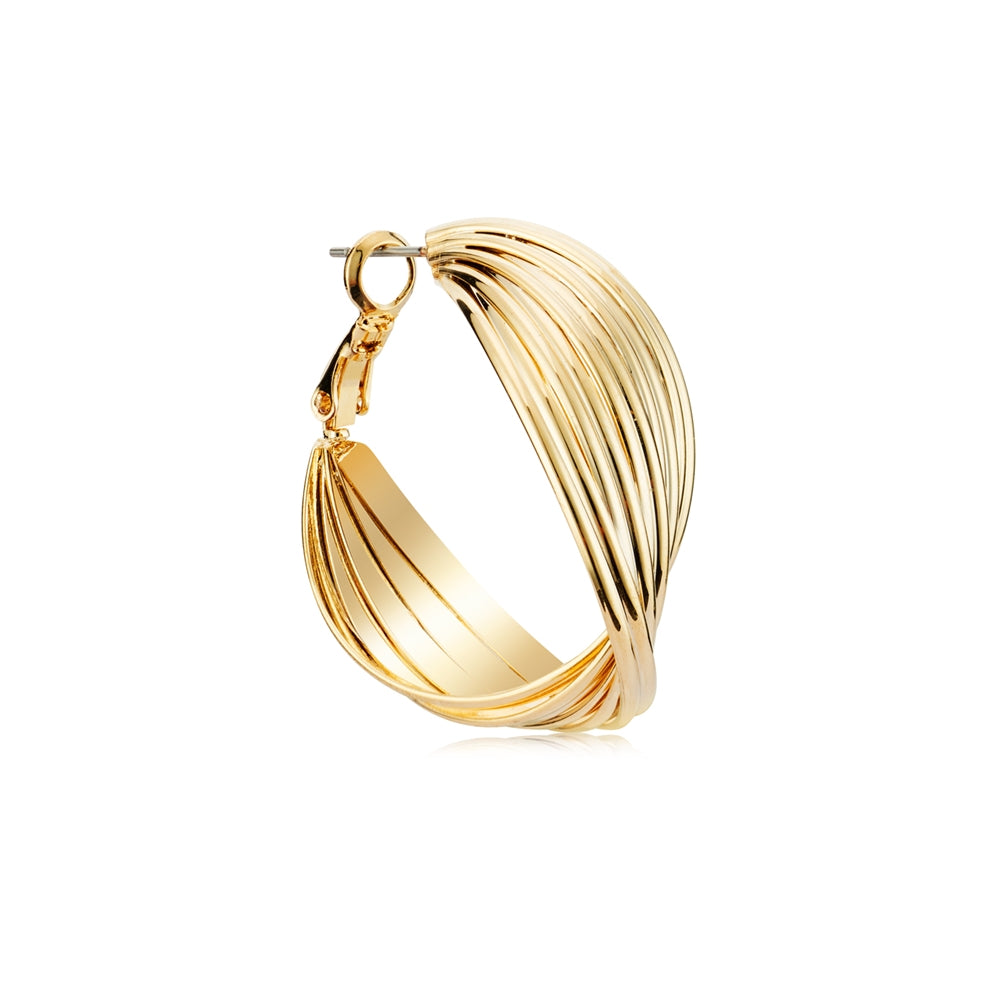 August Woods Gold Chunky Ribbed Hoop Earring
