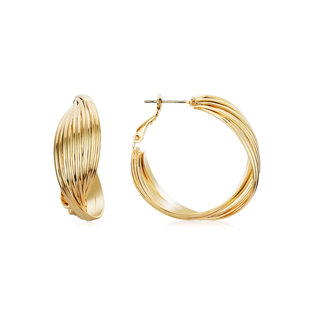 August Woods Gold Chunky Ribbed Hoop Earring