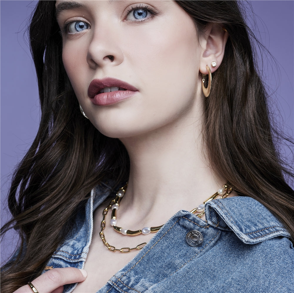 August Woods Gold Oval Puff Hoop Earrings