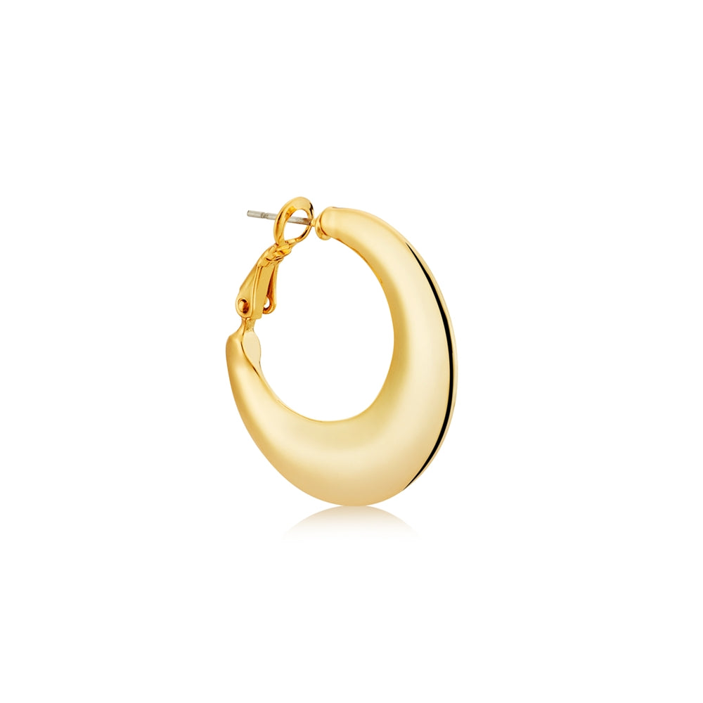 August Woods Gold Oval Puff Hoop Earrings