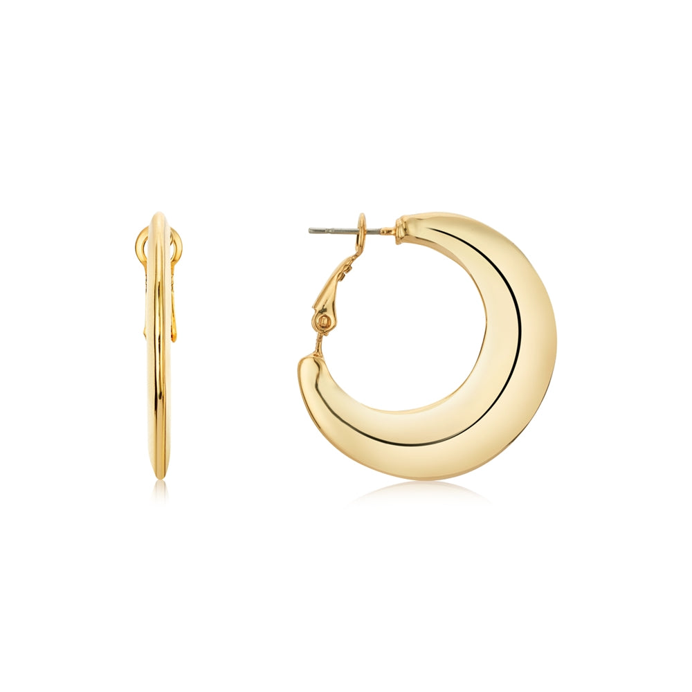 August Woods Gold Oval Puff Hoop Earrings