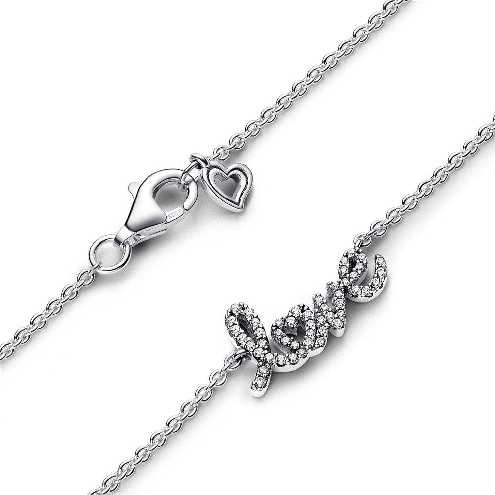 Pandora Sparkling Handwritten Love Collier Necklace