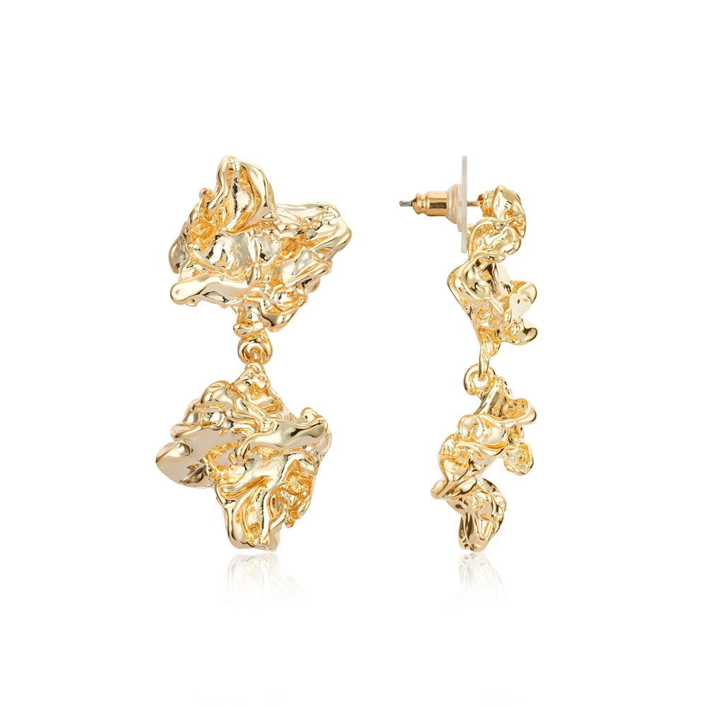 August Woods Gold Crinkle Drop Earrings