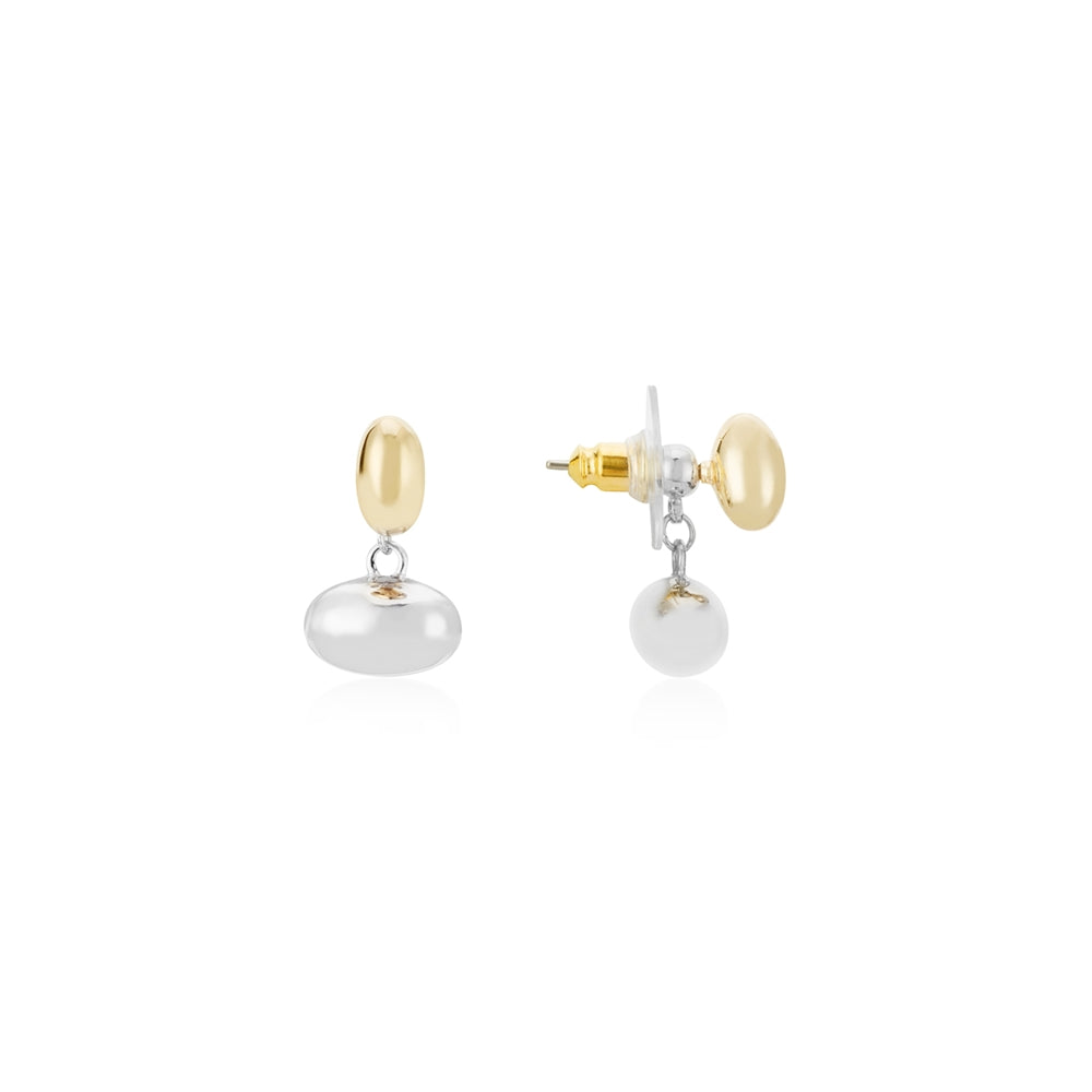 August Woods Silver Two Tone Pebble Earrings
