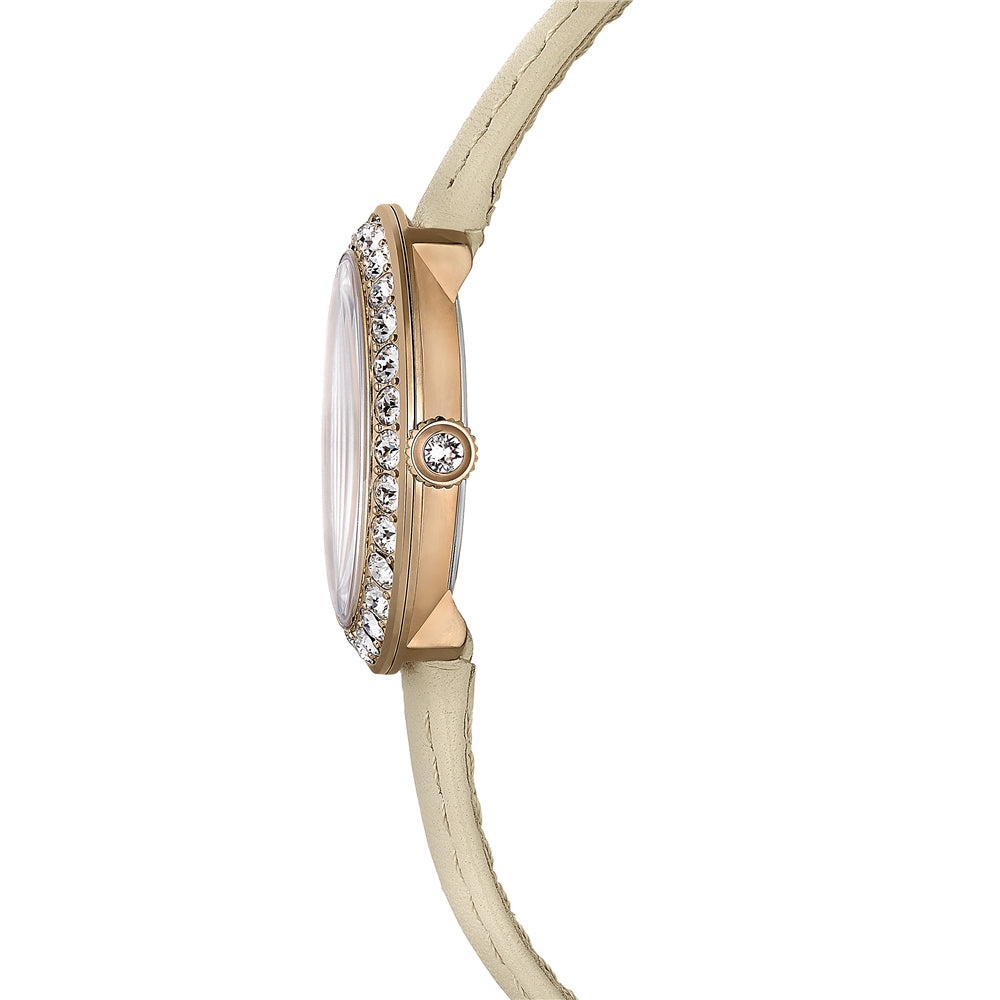 Swarovski Certa Rose Gold Swiss Made Beige Leather Bracelet Watch