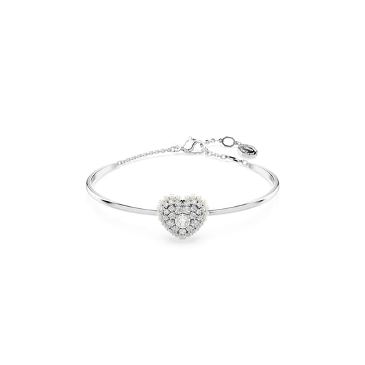 Swarovski Hyperbola White Heart Rhodium Plated Bangle