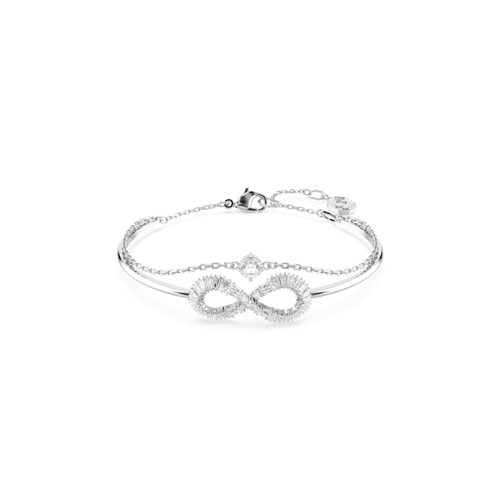 Swarovski Hyperbola Infinity White Crystal Rhodium Plated Bangle