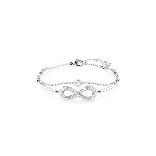 Swarovski Hyperbola Infinity White Crystal Rhodium Plated Bangle