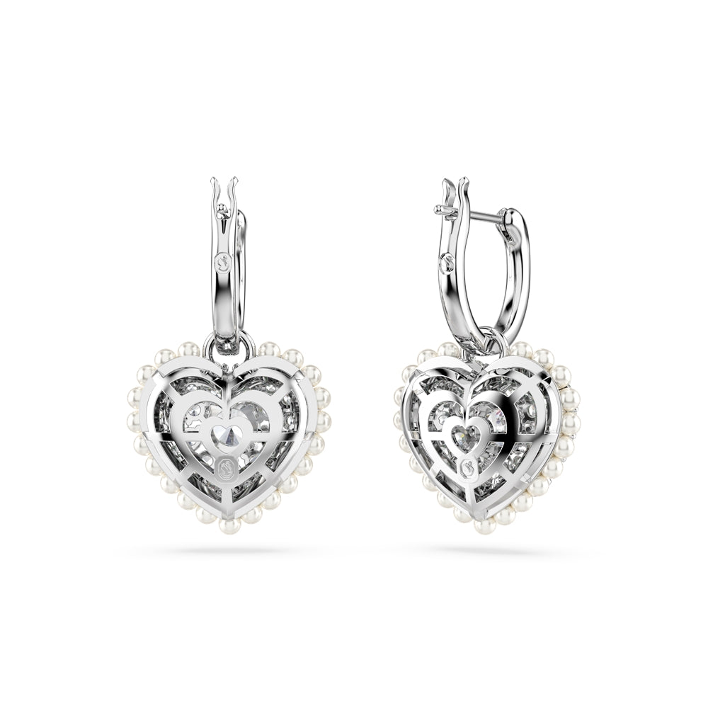 Swarovski Hyperbola White Heart Rhodium Plated Drop Earrings