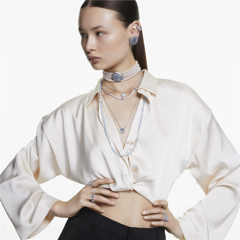 Swarovski Hyperbola Necklace, Heart, White, Rhodium plated