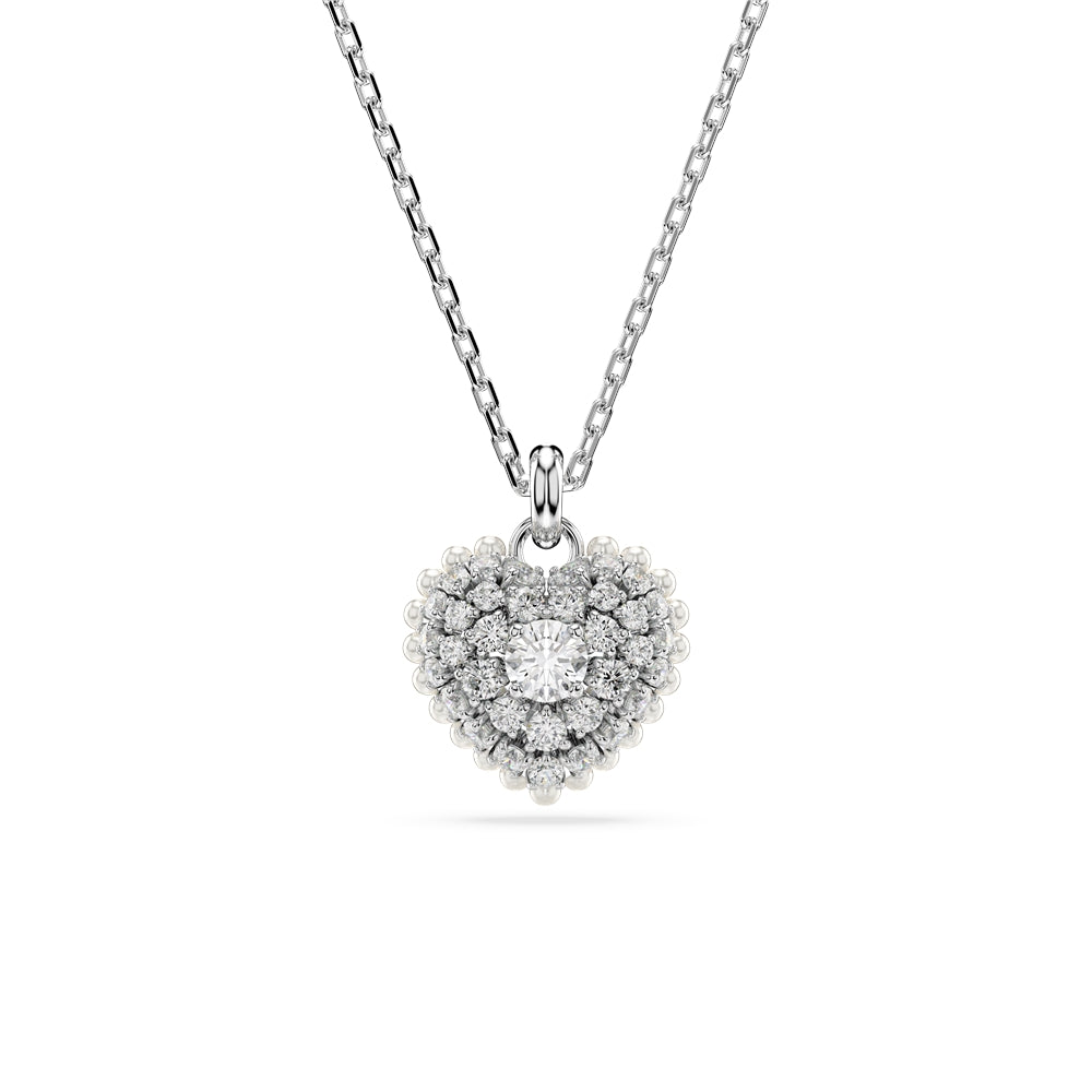 Swarovski Hyperbola Necklace, Heart, White, Rhodium plated