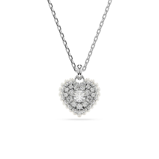 Swarovski Hyperbola Necklace, Heart, White, Rhodium plated