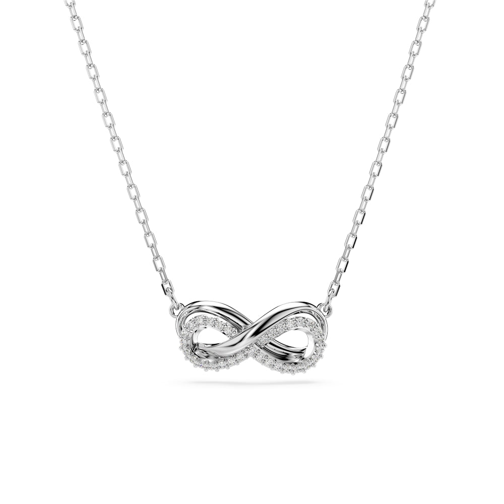 Swarovski Hyperbola Rhodium Plated White Pavé Infinity Necklace