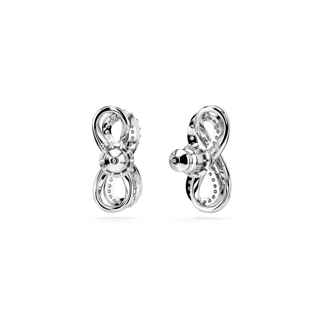 Swarovski Hyperbola Rhodium Plated White Pavé Infinity Stud Earrings