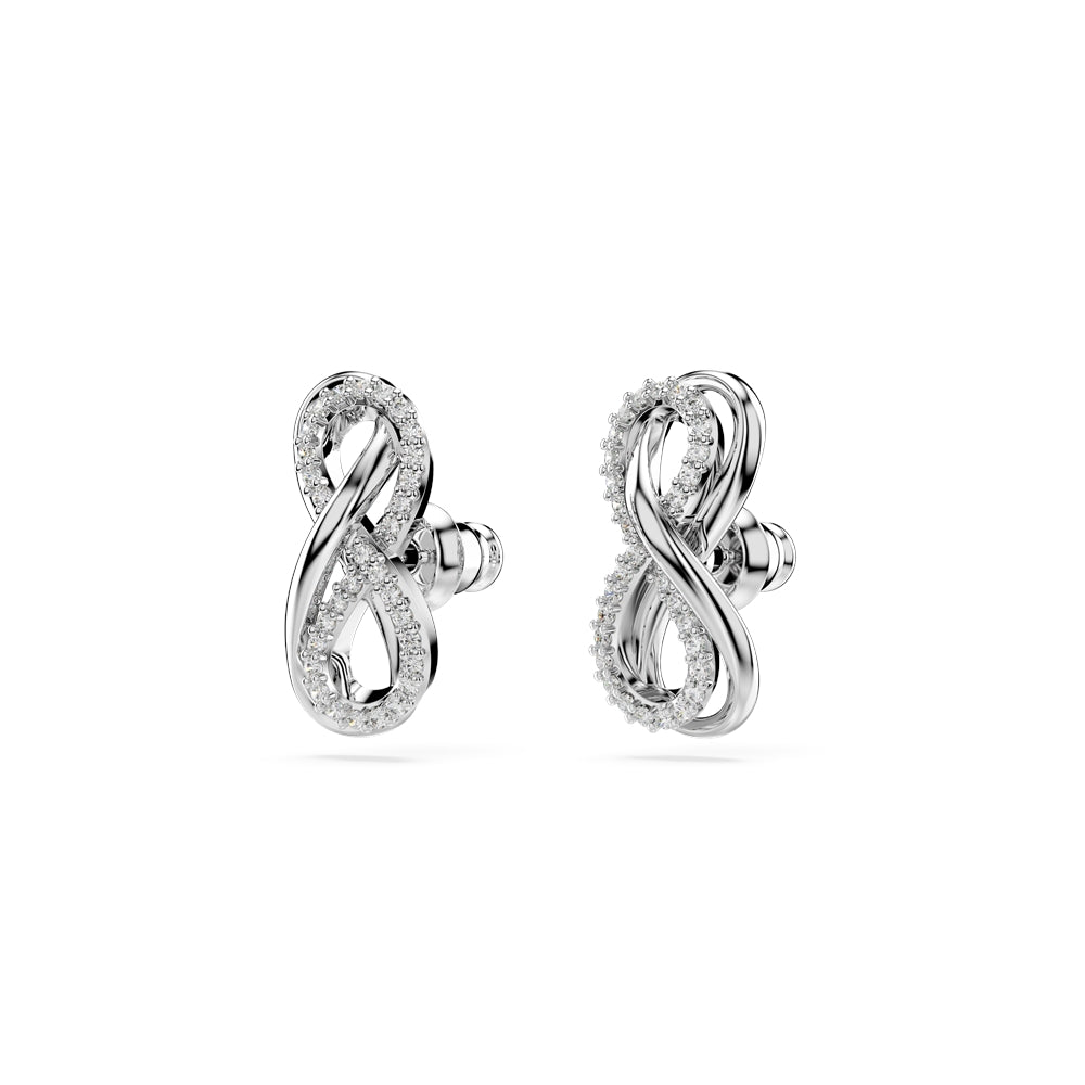 Swarovski Hyperbola Rhodium Plated White Pavé Infinity Stud Earrings