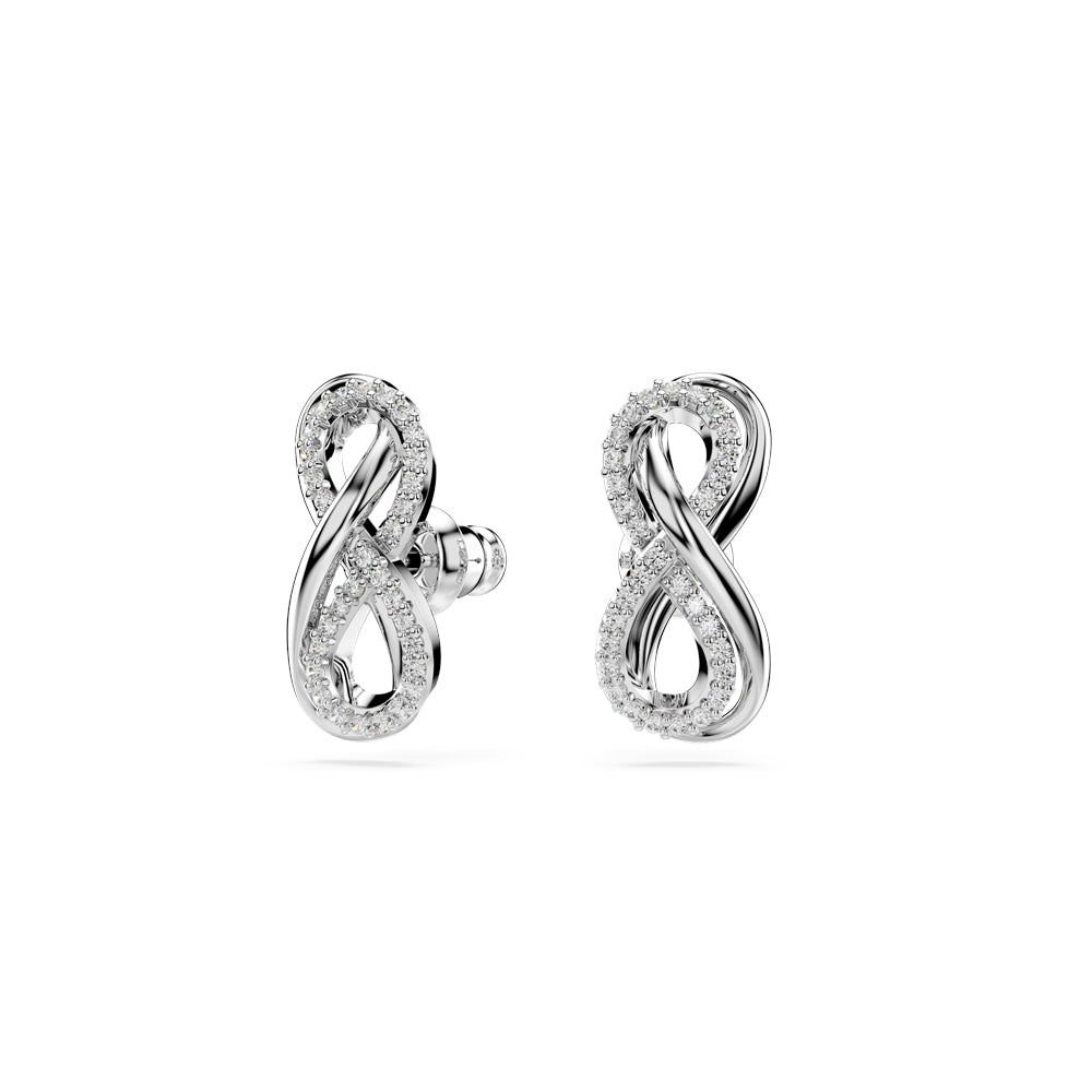 Swarovski Hyperbola Rhodium Plated White Pavé Infinity Stud Earrings