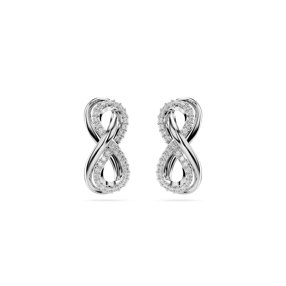 Swarovski Hyperbola Rhodium Plated White Pavé Infinity Stud Earrings
