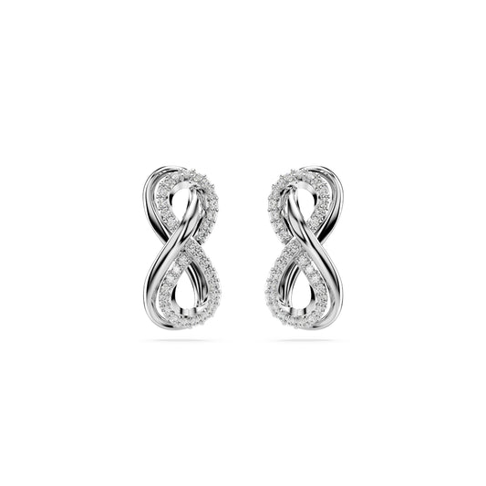Swarovski Hyperbola Rhodium Plated White Pavé Infinity Stud Earrings