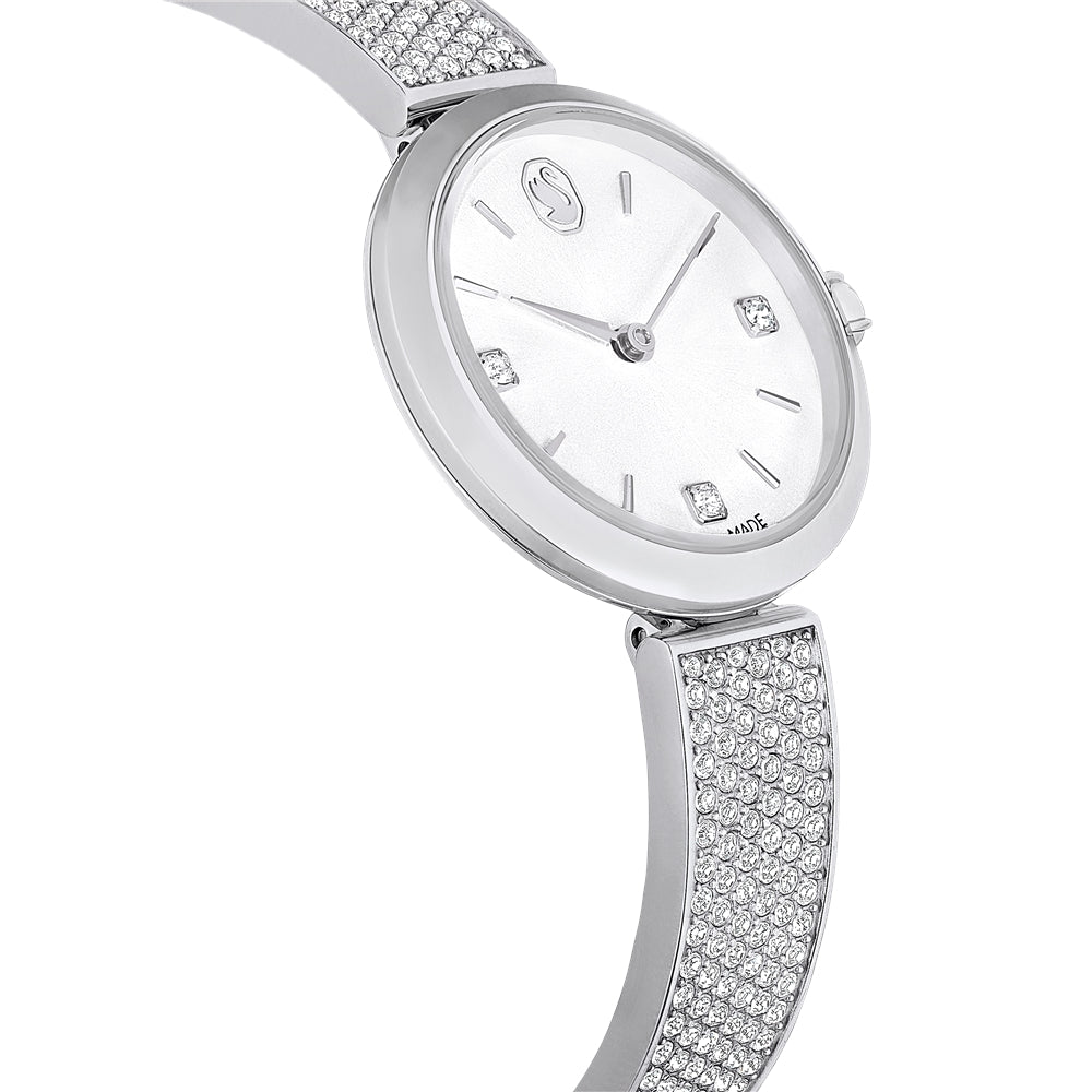 Swarovski Illumina Silver Tone Metal Bracelet Swiss Made Watch