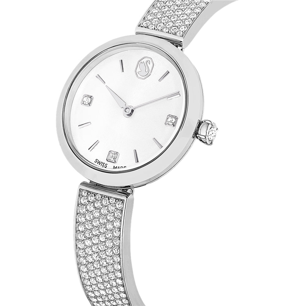 Swarovski Illumina Silver Tone Metal Bracelet Swiss Made Watch