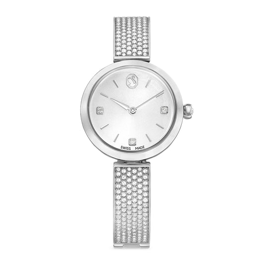 Swarovski Illumina Silver Tone Metal Bracelet Swiss Made Watch