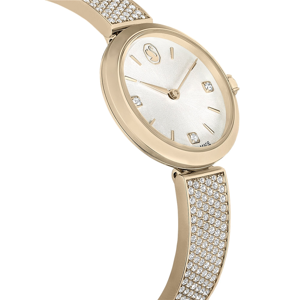 Swarovski Illumina Champagne Tone Metal Bracelet Swiss Made Watch