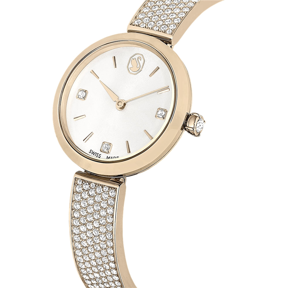 Swarovski Illumina Champagne Tone Metal Bracelet Swiss Made Watch