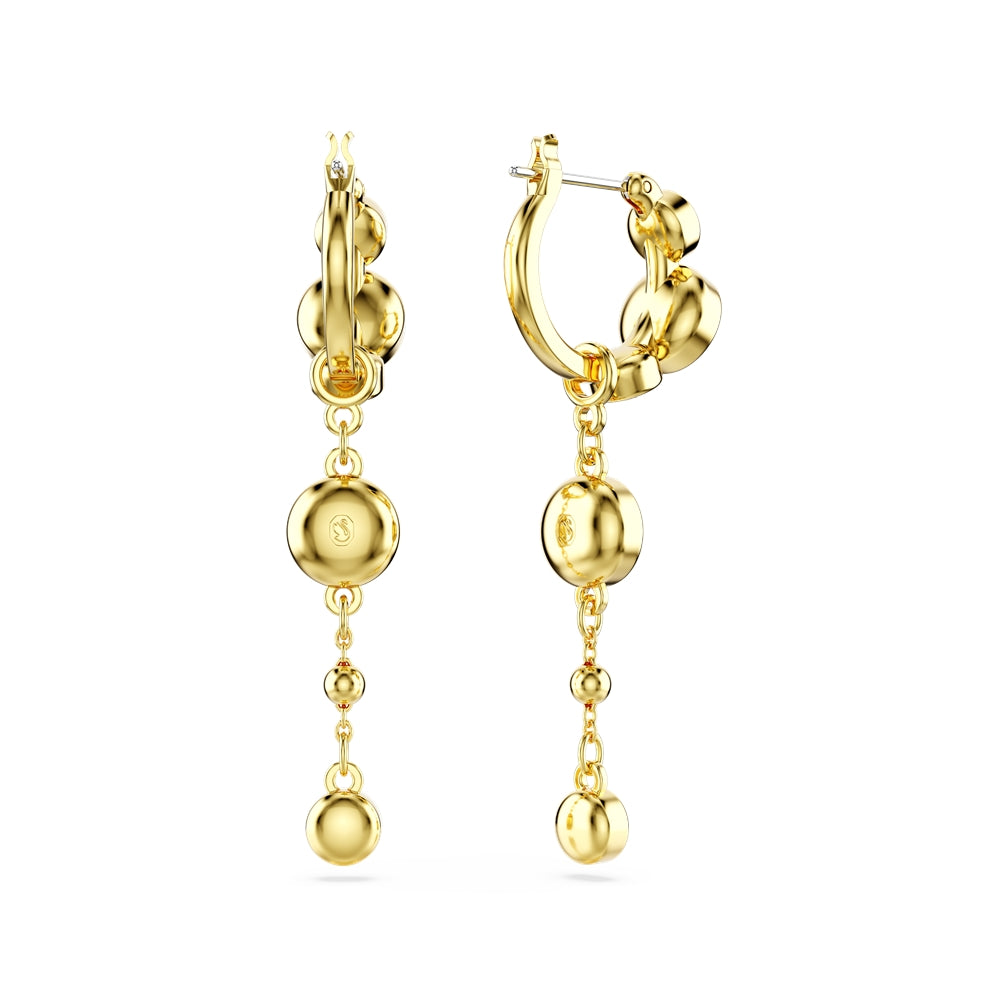 Swarovski Imber Gold Round White Crystals Drop Earrings