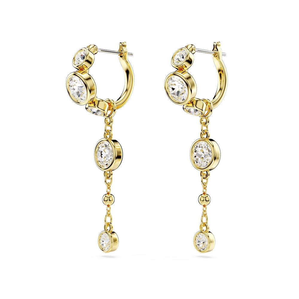 Swarovski Imber Gold Round White Crystals Drop Earrings