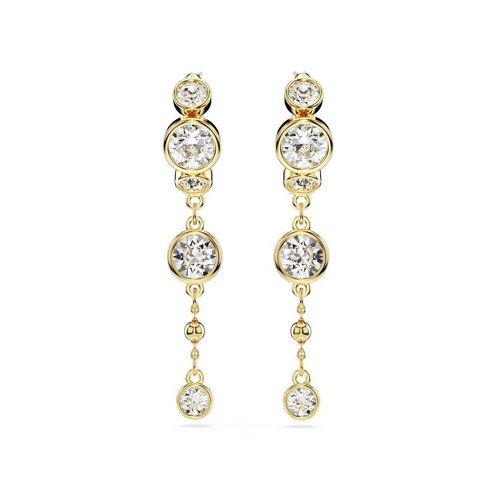 Swarovski Imber Gold Round White Crystals Drop Earrings