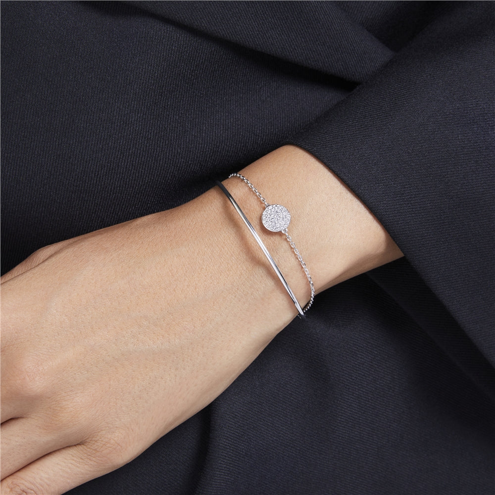 Swarovski Meteora White Crystal Rhodium Plated Bangle
