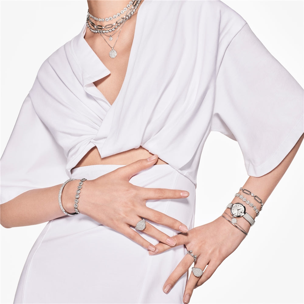 Swarovski Meteora White Crystal Rhodium Plated Bangle