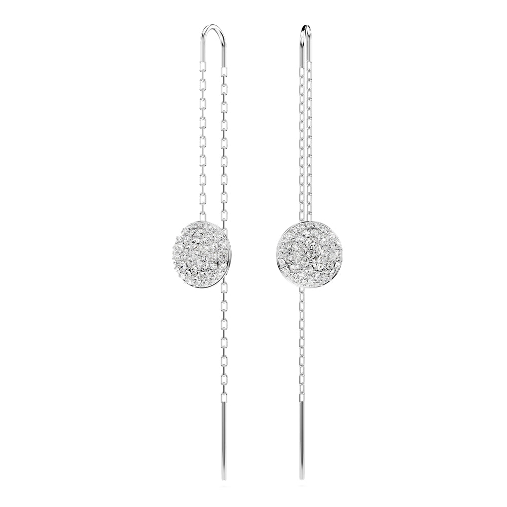 Swarovski Meteora Rhodium Plated White Crystal Drop Earrings