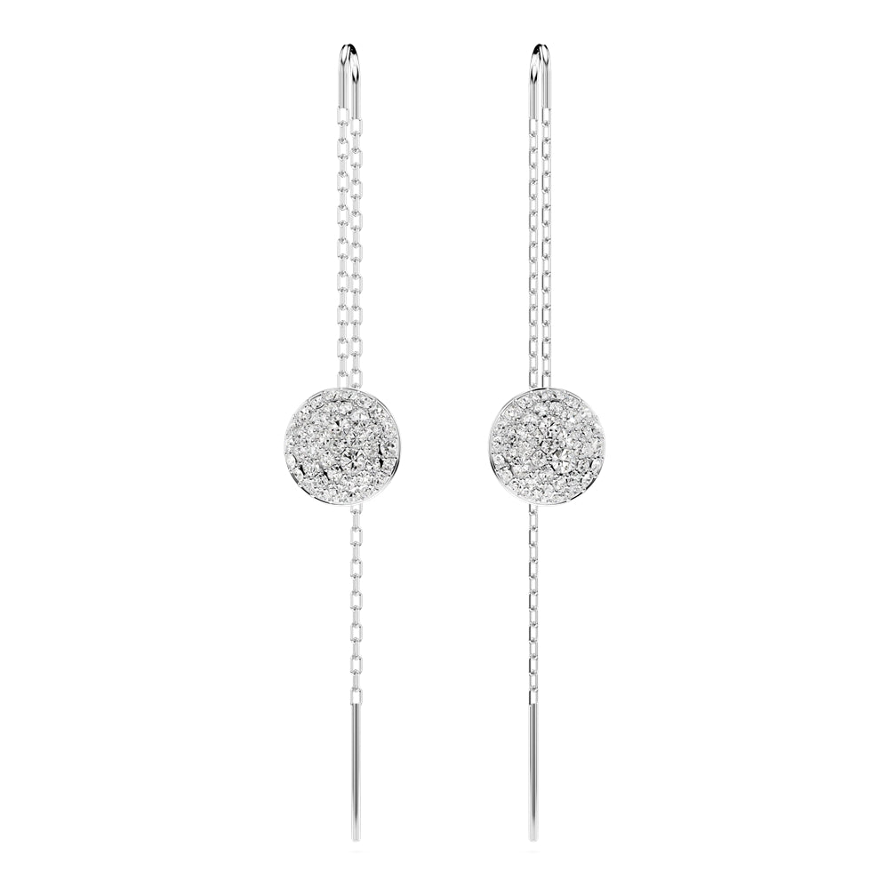 Swarovski Meteora Rhodium Plated White Crystal Drop Earrings