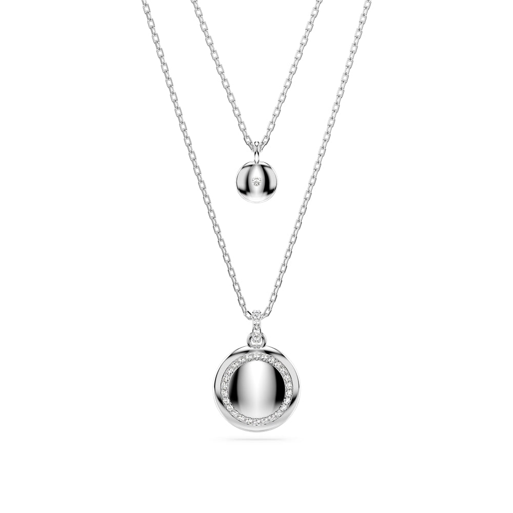 Swarovski Meteora Rhodium White Pavé Layered Pendant Necklace