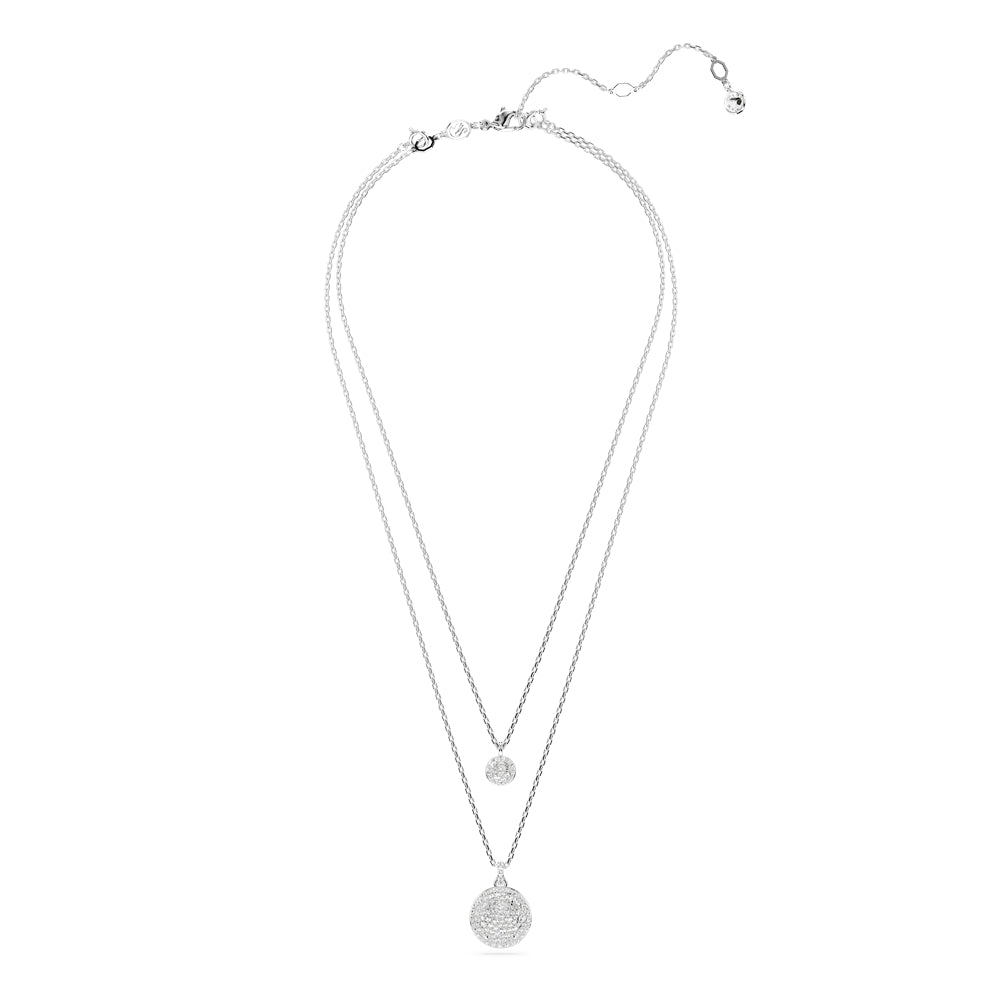 Swarovski Meteora Rhodium White Pavé Layered Pendant Necklace