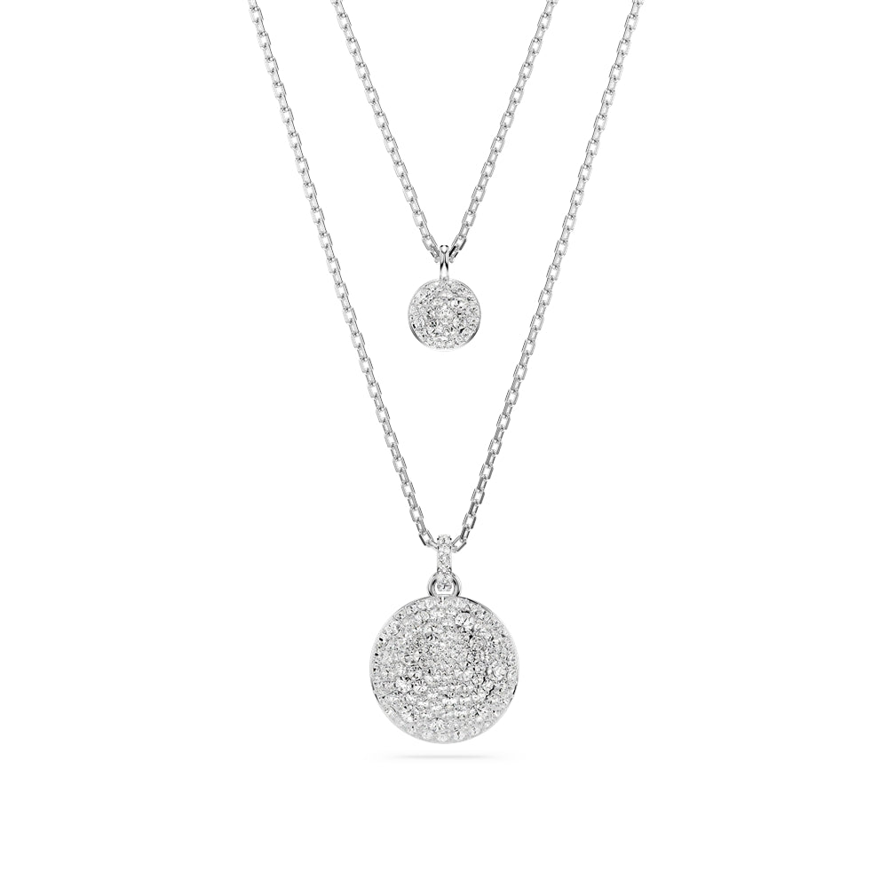 Swarovski Meteora Rhodium White Pavé Layered Pendant Necklace