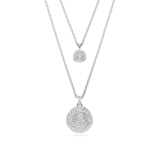 Swarovski Meteora Rhodium White Pavé Layered Pendant Necklace
