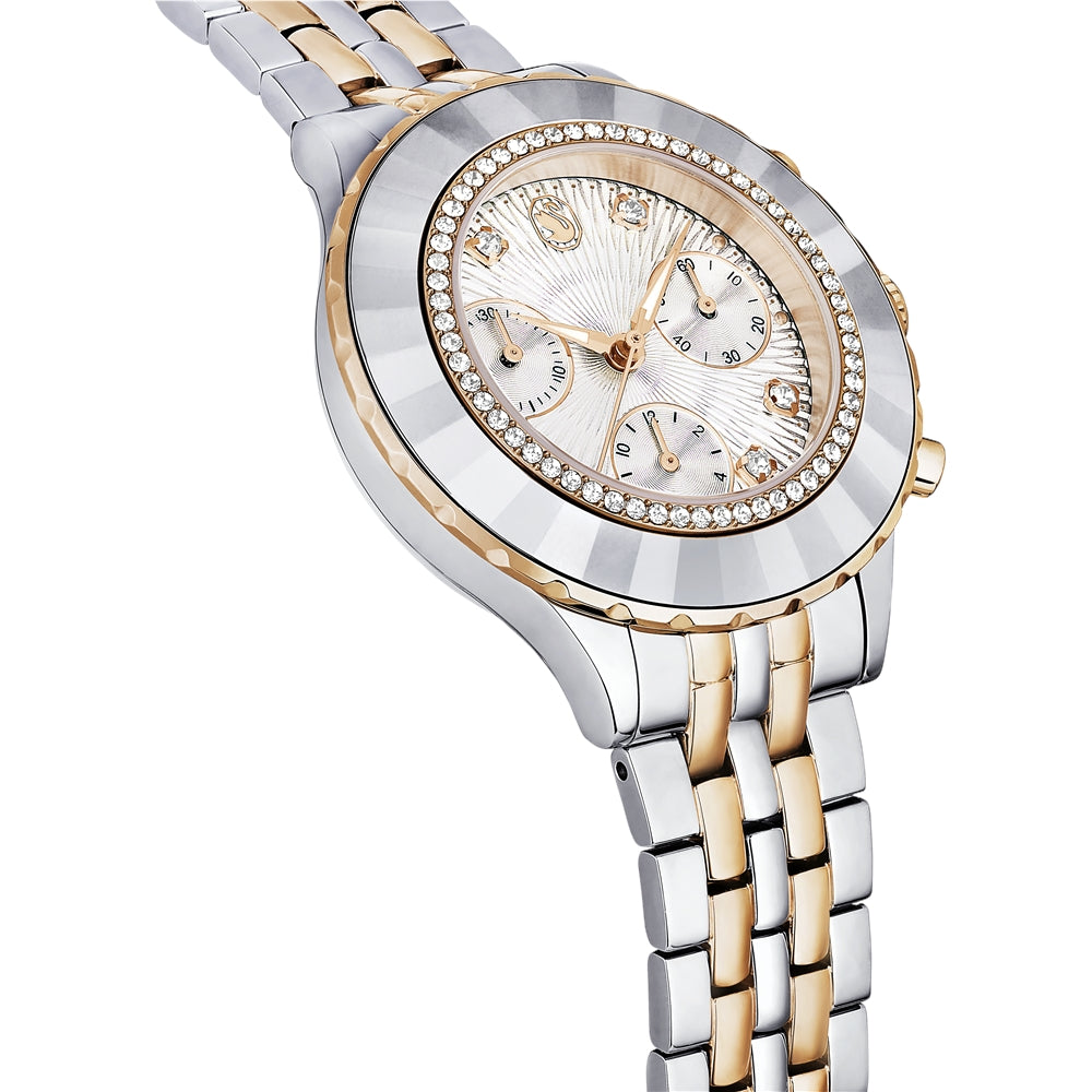 Swarovski Octea Chrono Rose-Gold Metal Bracelet Swiss Made Watch
