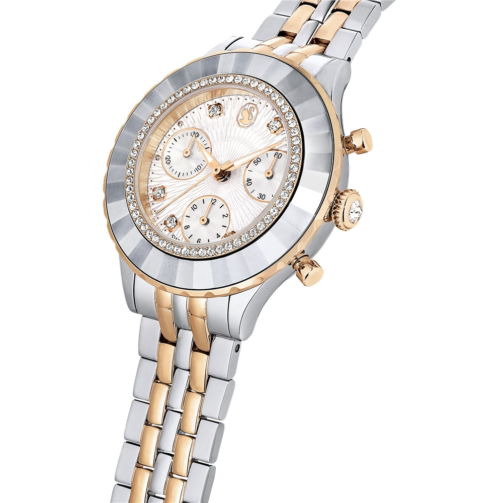 Swarovski Octea Chrono Rose-Gold Metal Bracelet Swiss Made Watch