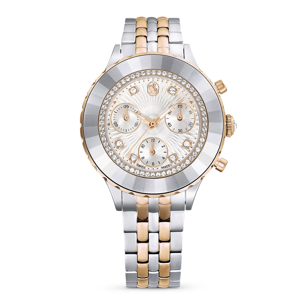 Swarovski Octea Chrono Rose-Gold Metal Bracelet Swiss Made Watch