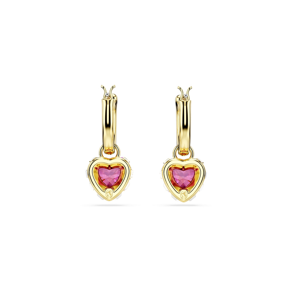 Swarovski Chroma Gold Red Heart Drop Earrings