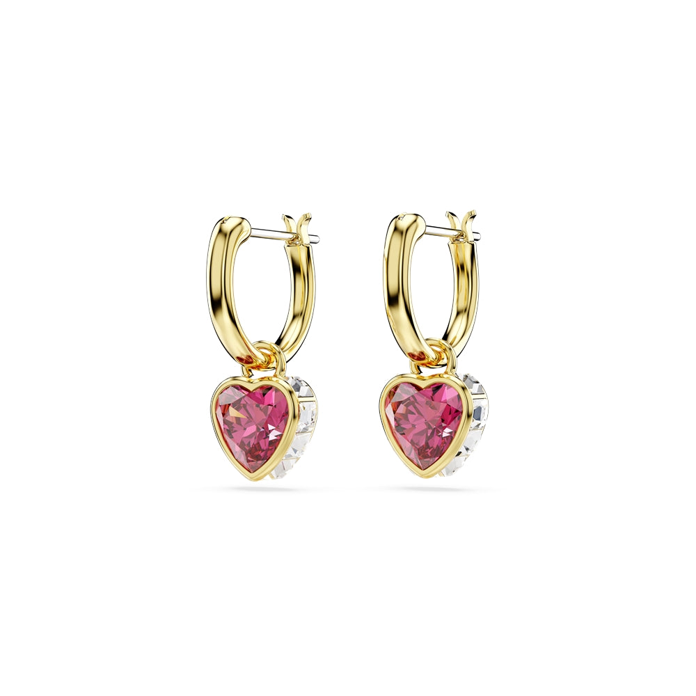 Swarovski Chroma Gold Red Heart Drop Earrings