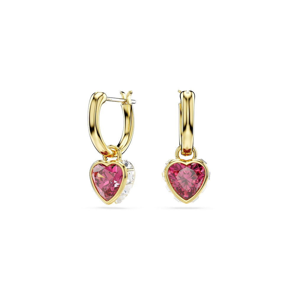 Swarovski Chroma Gold Red Heart Drop Earrings