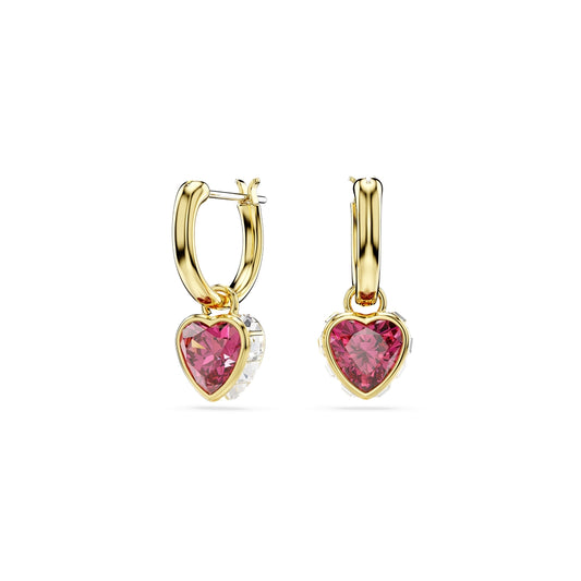 Swarovski Chroma Gold Red Heart Drop Earrings