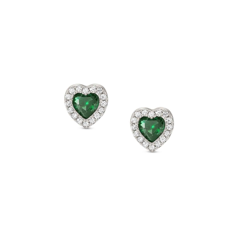 Nomination Silver Green CZ Heart Studs