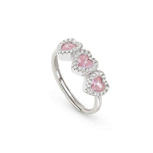 Nomination Silver Pink CZ Triple Heart Ring
