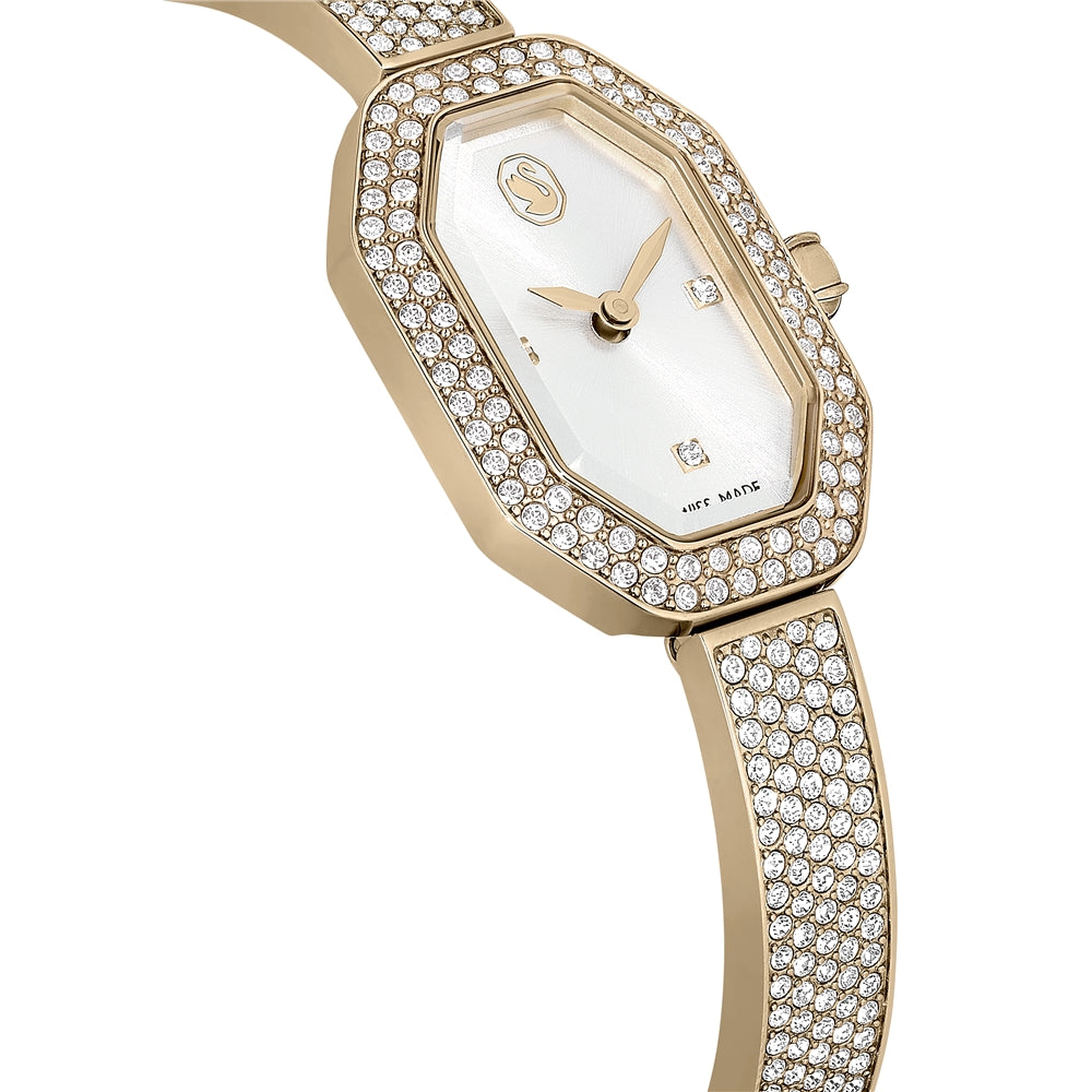 Swarovski Dextera Champagne Gold-Tone White Crystal Swiss Made Bangle Watch
