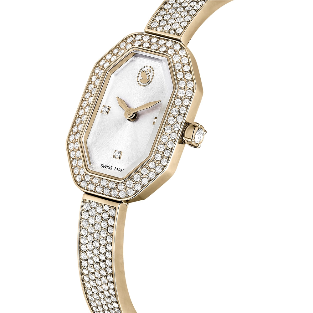 Swarovski Dextera Champagne Gold-Tone White Crystal Swiss Made Bangle Watch