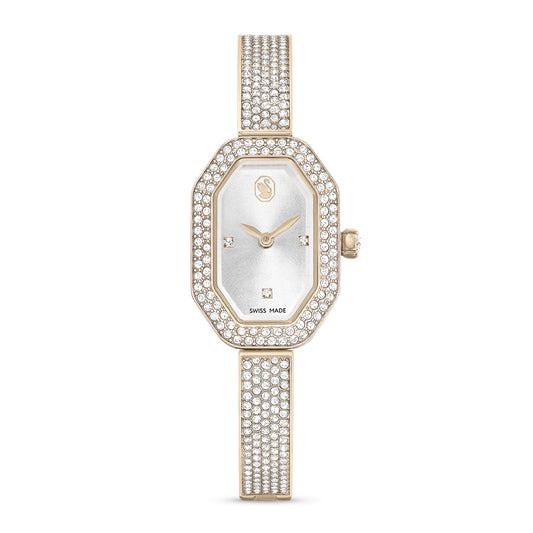 Swarovski Dextera Champagne Gold-Tone White Crystal Swiss Made Bangle Watch